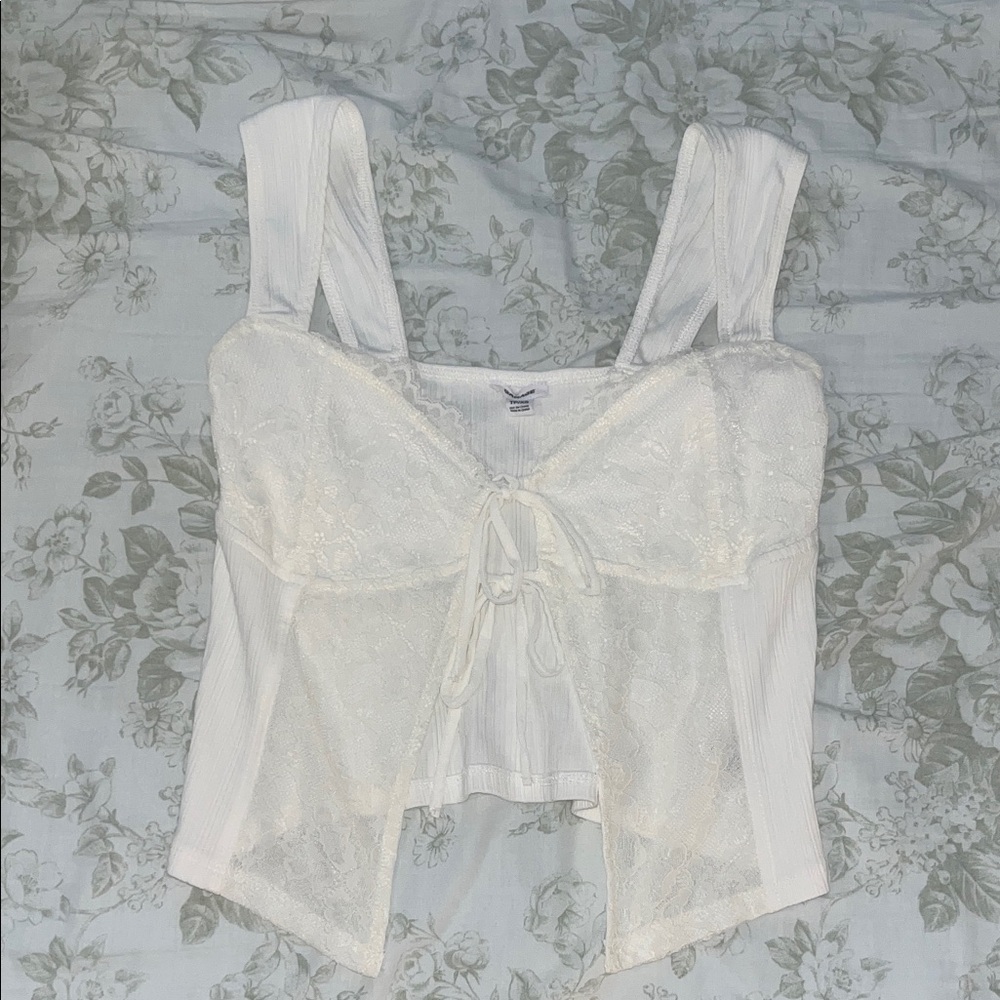 Garage White Front-tie Top